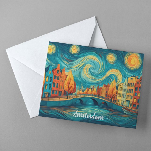 Amsterdam Holland Canal Oil Painting Postkarte (Amsterdam Holland Canal Oil Painting Postcard)