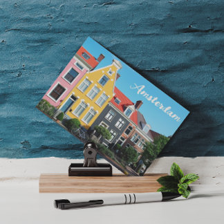 Amsterdam Holland Houses Travel Europe Postkarte