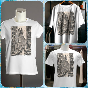 Amsterdam Holland Vintag Canal Houses Travel T-Shirt