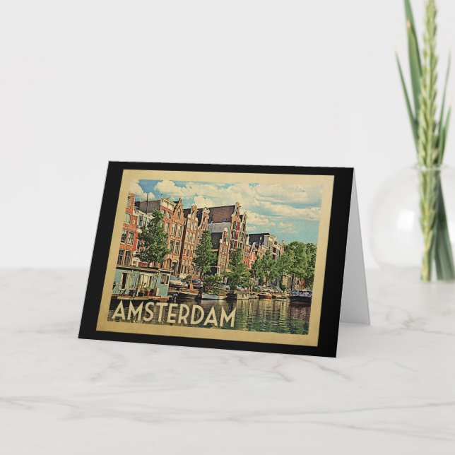 Amsterdam Holland Vintage Travel Karte (Vorderseite)
