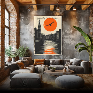 Amsterdam in der Dämmerung - Minimalistische Grach Poster