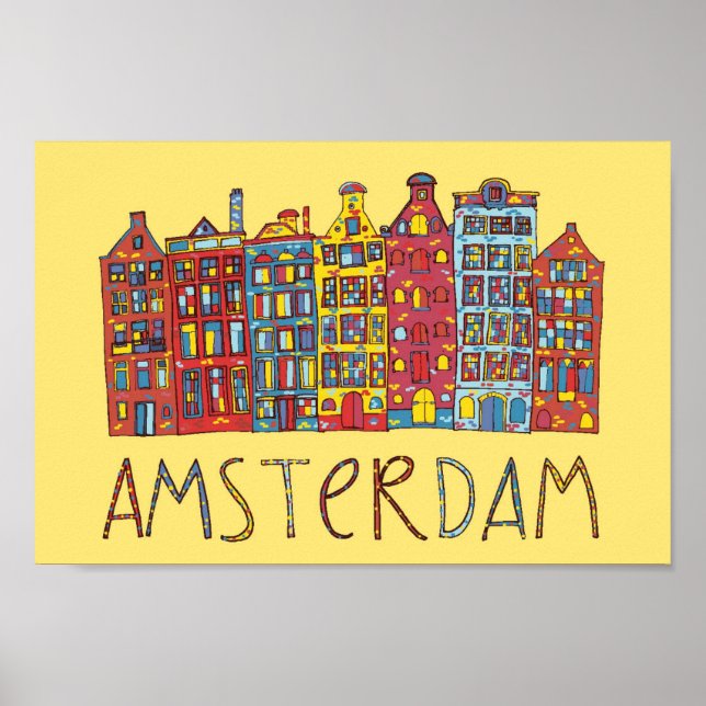 Amsterdam in Mosaik Poster (Vorne)