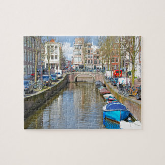 Amsterdam-Kanal mit Booten