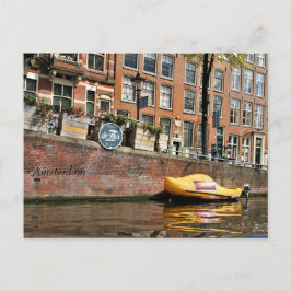 Amsterdam, Kanal, Schuhboote aus Holz Postkarte