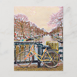 Amsterdam Kanal und Fahrrad Postkarte