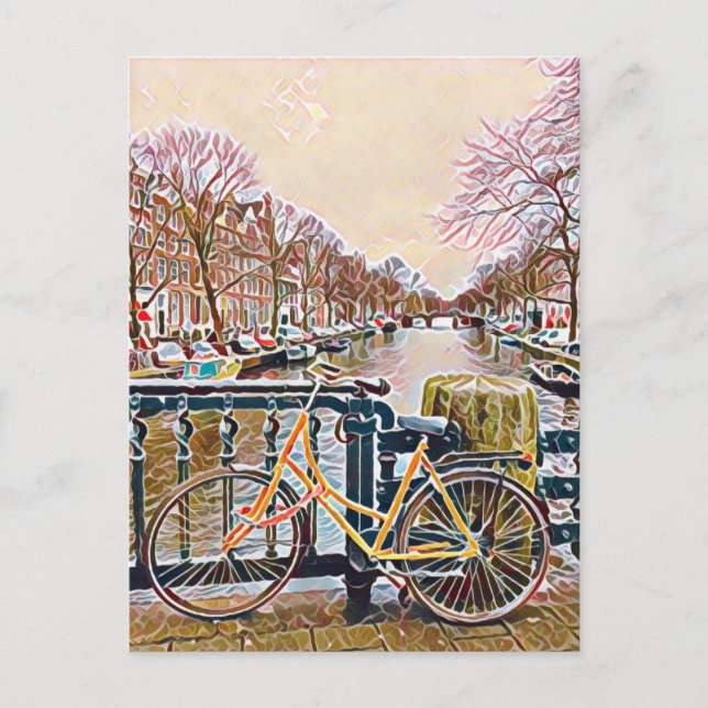Amsterdam Kanal und Fahrrad Postkarte (Vorderseite)