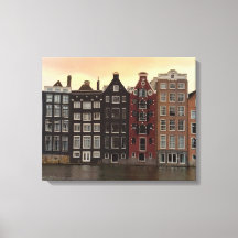 Amsterdam-Kanalhäuser bei Sonnenuntergang