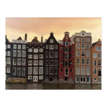 Amsterdam-Kanalhäuser bei Sonnenuntergang