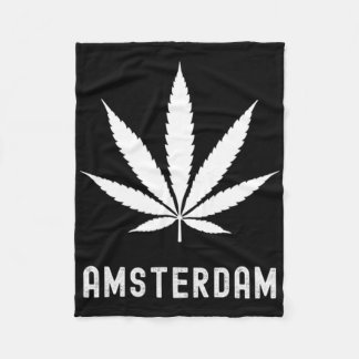 Amsterdam Kiffer Cannabisblatt Reise Urlaub Fleecedecke