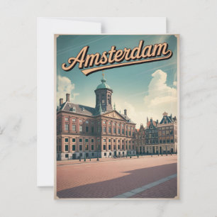 Amsterdam King's Palace Vintag Postkarte