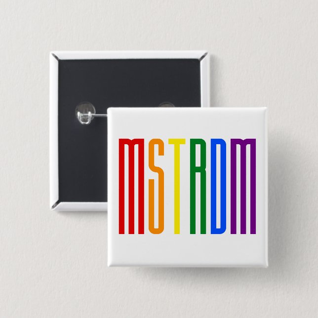 Amsterdam LGBT Rainbow Flag Typografy Gay Pride Button (Vorne & Hinten)