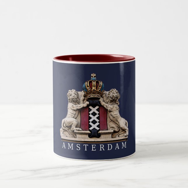 Amsterdam-Löwen schützen die Krone 2-Ton Tasse (Mittel)