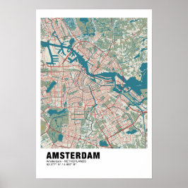 Amsterdam Map Poster - Vintag Map Style