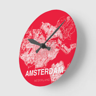 Amsterdam map runde wanduhr