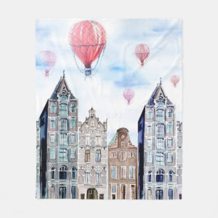 Amsterdam mit Heißluftballon Fleecedecke