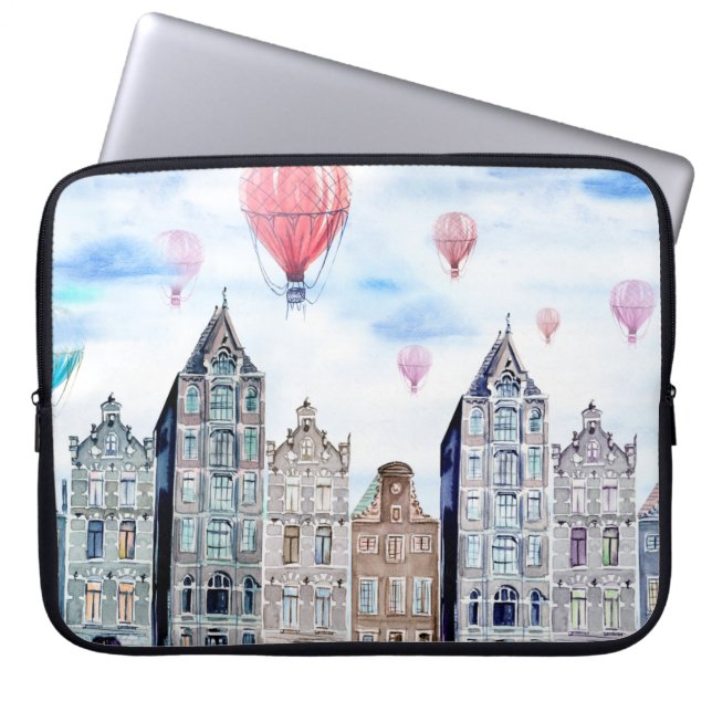 Amsterdam mit Heißluftballon Laptopschutzhülle (Vorderseite)