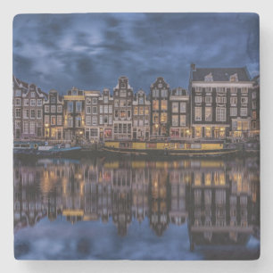 Amsterdam mit Kanälen in Dusk Steinuntersetzer