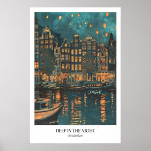 Amsterdam Nachtlandschaft Kunst Druck Europäische Poster