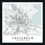 Amsterdam Netherlands Blue Water Street Karte Poster<br><div class="desc">Amsterdam Netherlands Blue Water Detection Street Map</div>