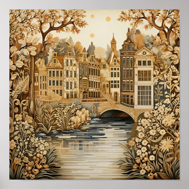 Amsterdam Netherlands Vintag Style Poster (Vorne)