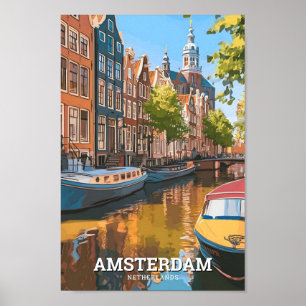 Amsterdam Netherlands Vintage Travel Poster