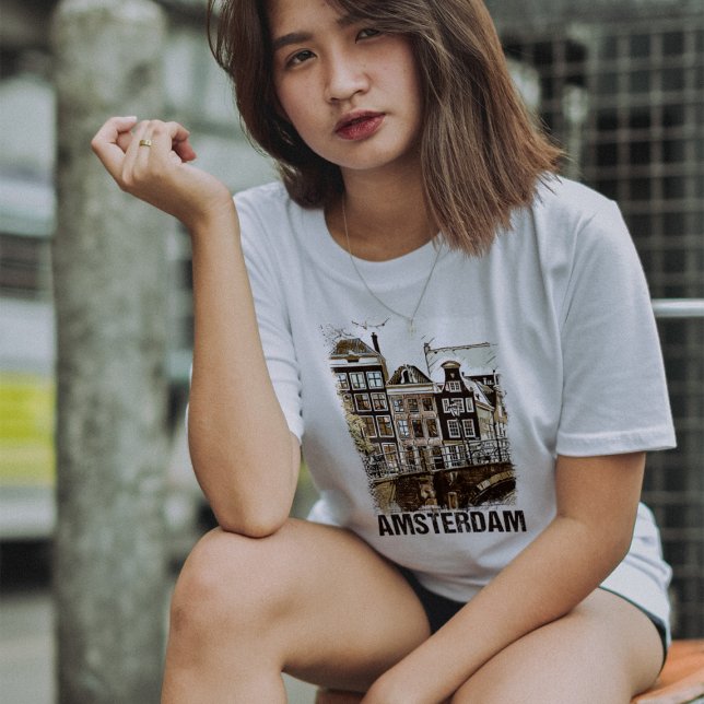 Amsterdam Netherlands Vintage Travel Poster Retro T-Shirt (Von Creator hochgeladen)