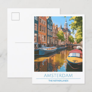 Amsterdam Netherlands Vintage Travel Postkarte