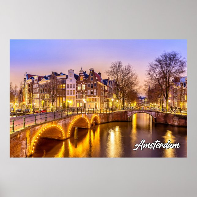 Amsterdam, Niederlande bei Sunset Poster (Vorne)