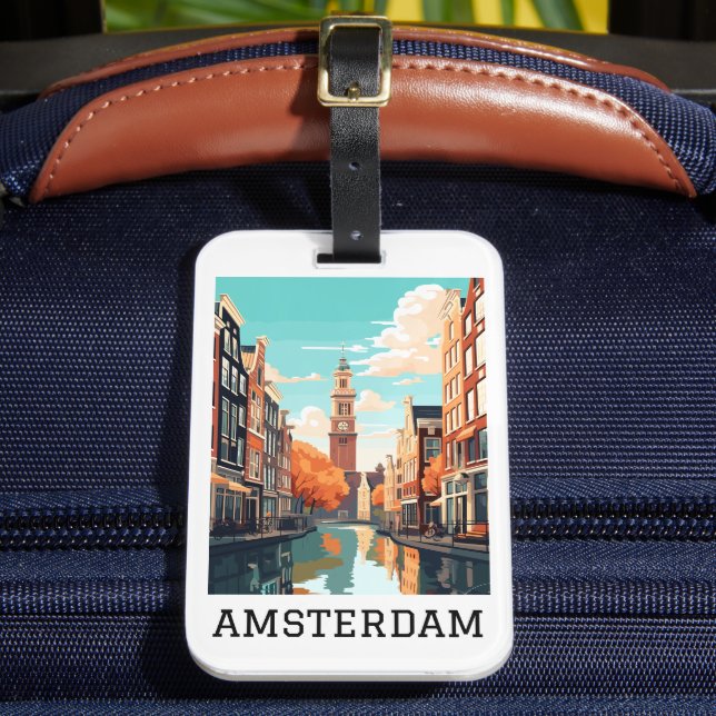 Amsterdam Niederlande Canal Travel Gepäckanhänger (Vorderseite Insitu 2)