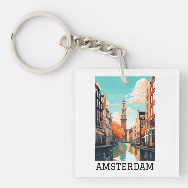 Amsterdam Niederlande Canal Travel Schlüsselanhänger (Vorderseite)