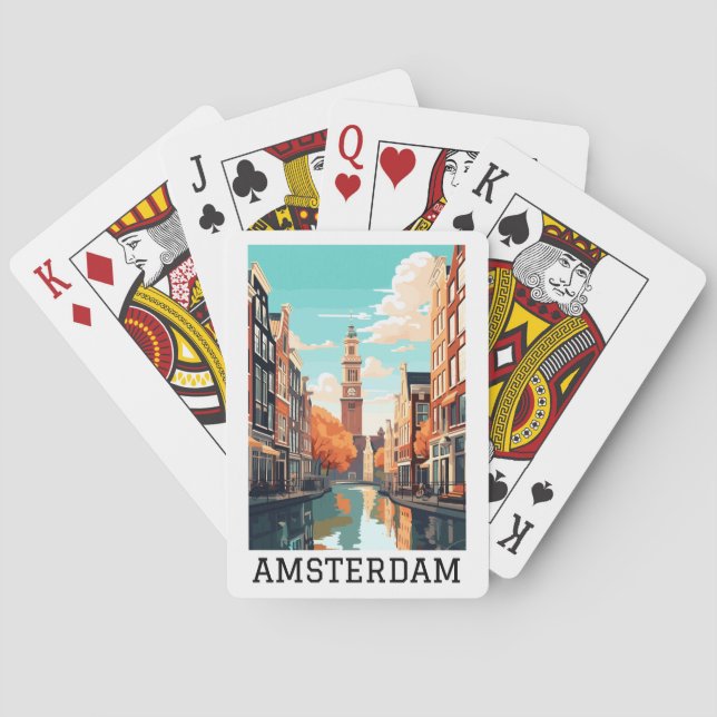 Amsterdam Niederlande Canal Travel Spielkarten (Rückseite)