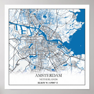 Amsterdam Niederlande City Map Einfach Poster
