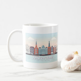 Amsterdam Niederlande Damrak Pastel Travel Design Kaffeetasse