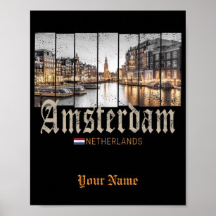 Amsterdam Niederlande Holland Vintage Souvenir Poster
