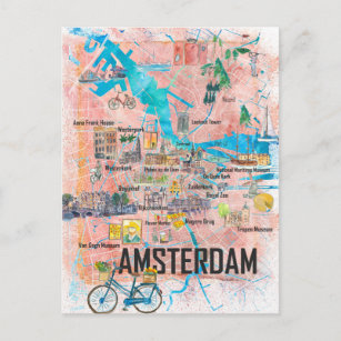 Amsterdam Niederlande Illustriert Karte mit Straße