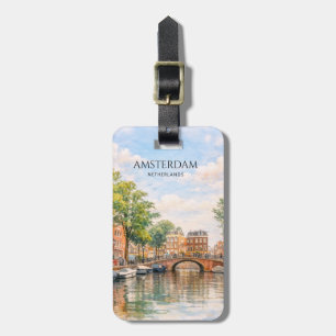 Amsterdam Niederlande Kanal Bunte Stadt   Reise Gepäckanhänger