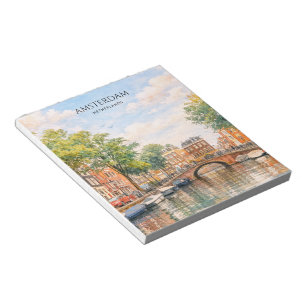 Amsterdam Niederlande Kanal Bunte Stadt   Reise Notizblock