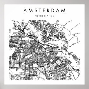 Amsterdam Niederlande Minimal Modern Street Map Poster