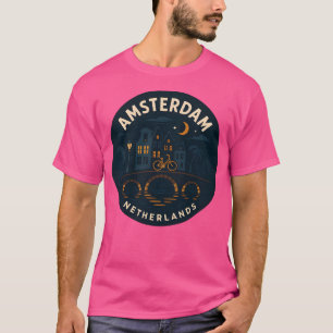 Amsterdam Niederlande Moody Canal Night Train T-Shirt