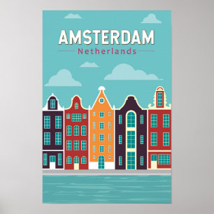 Amsterdam Niederlande Reisen Vintag Poster