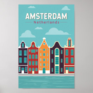 Amsterdam Niederlande Reisen Vintag Poster