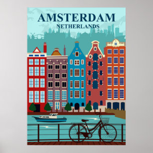 Amsterdam Niederlande Reiseplakat Poster