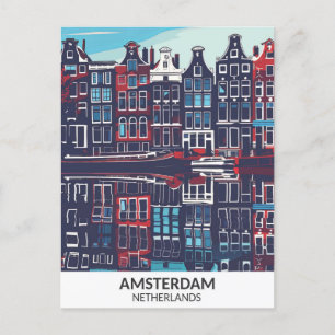 Amsterdam Niederlande Retro-Kunst Reise Postkarte