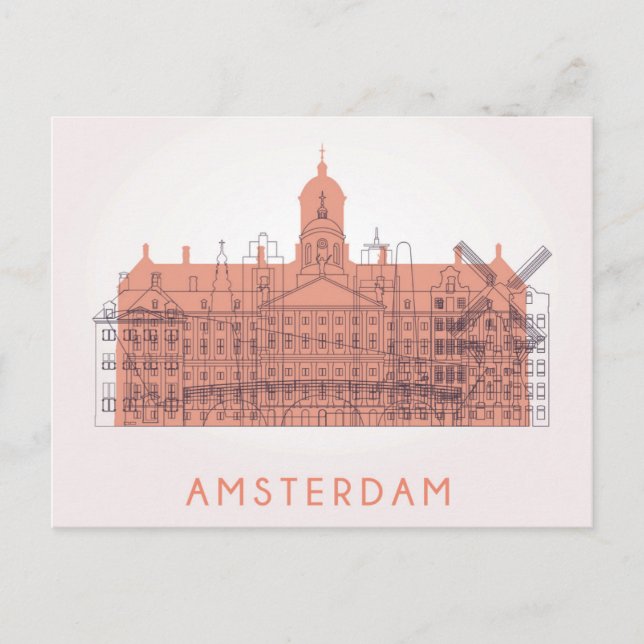 Amsterdam, Niederlande | Skyline der Sehenswürdigk Postkarte (Vorderseite)