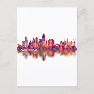 Amsterdam Niederlande Skyline Einladungspostkarte