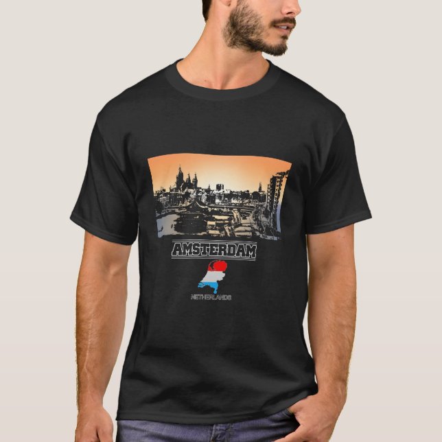 Amsterdam Niederlande Skyline Vacation Souvenir Ci T-Shirt (Vorderseite)