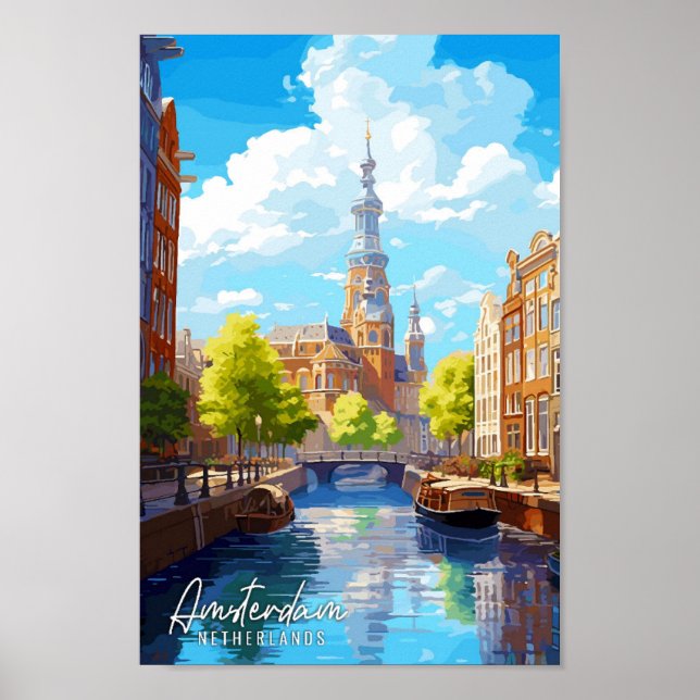 Amsterdam Niederlande Vintage Illustration Poster (Vorne)