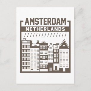 Amsterdam Niederlande Vintage-Stadtansicht Postkarte