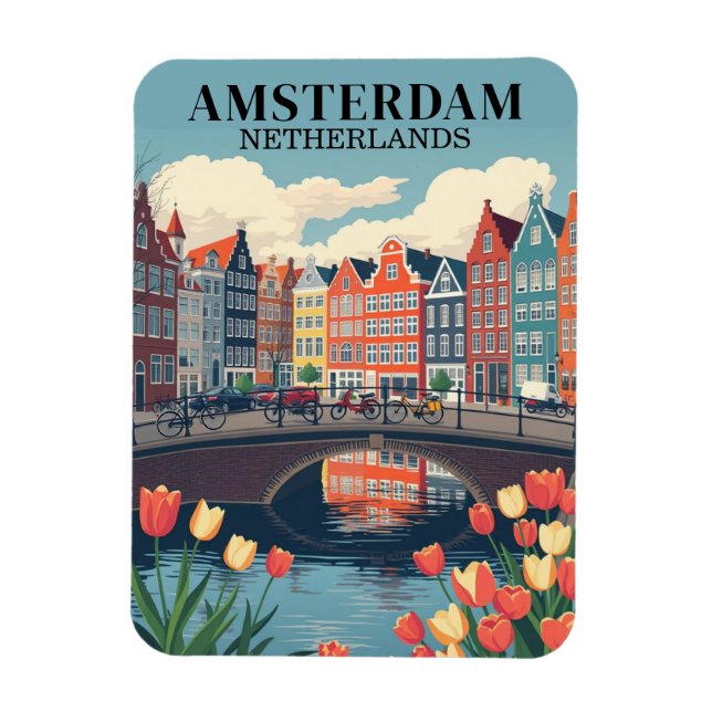 Amsterdam Niederlande Vintage Travel Bicycles Magnet (Vertikal)