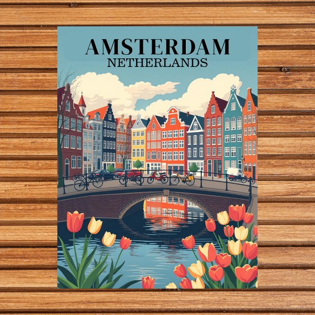 Amsterdam Niederlande Vintage Travel Bicycles Postkarte (Amsterdam Netherlands Vintage Travel Bicycles Postcard
)